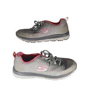 Skechers Work Relaxed Fit Shoes 10 Grey Pink Slip Resistant EH Safe Comfort
